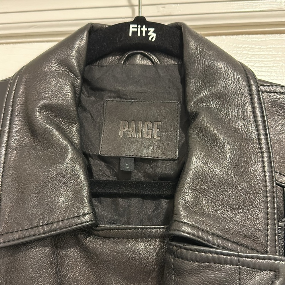 Paige 100% leather with 100% silk lining jacket with hexagon pattern detail - Picture 2 of 4